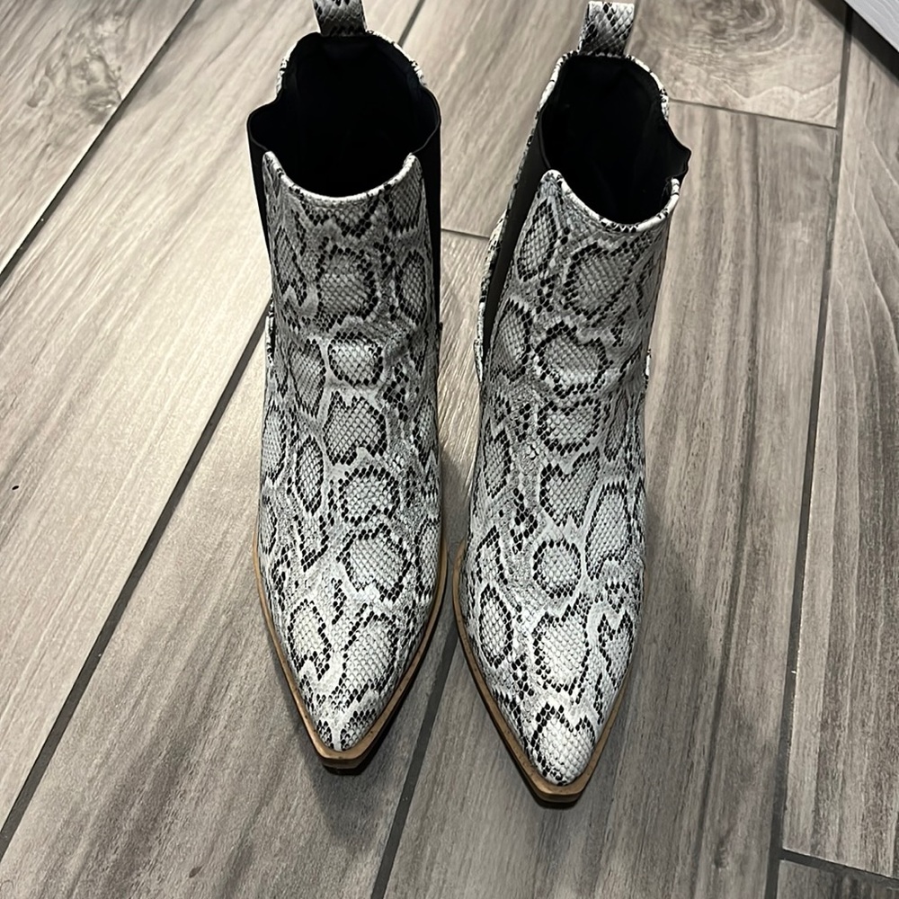 Snakeskin booties